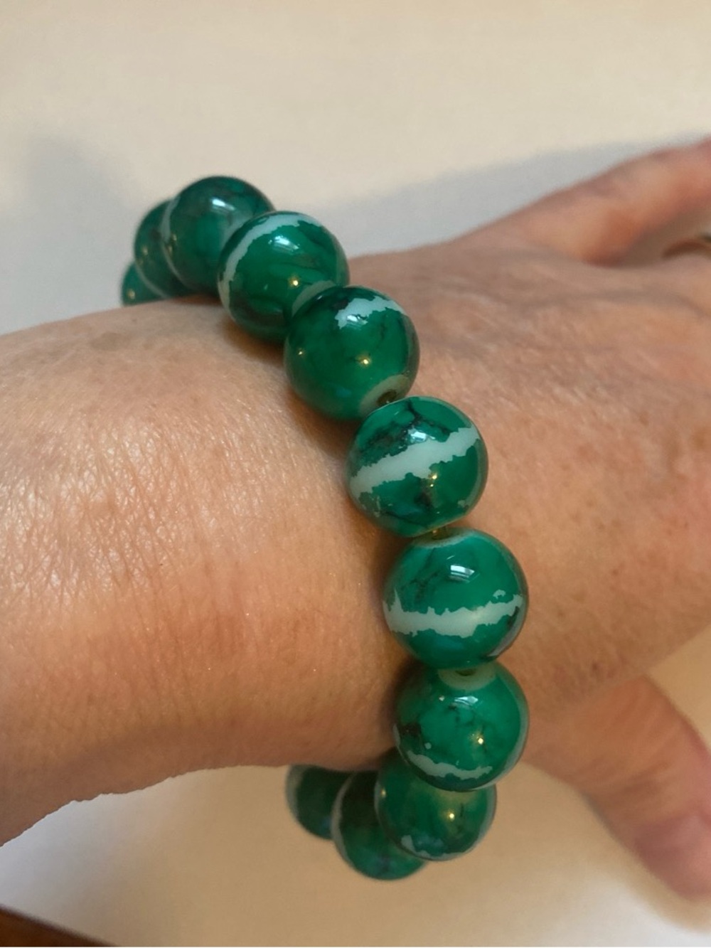 Green Beaded Stretch Bracelet - Women Jewelry